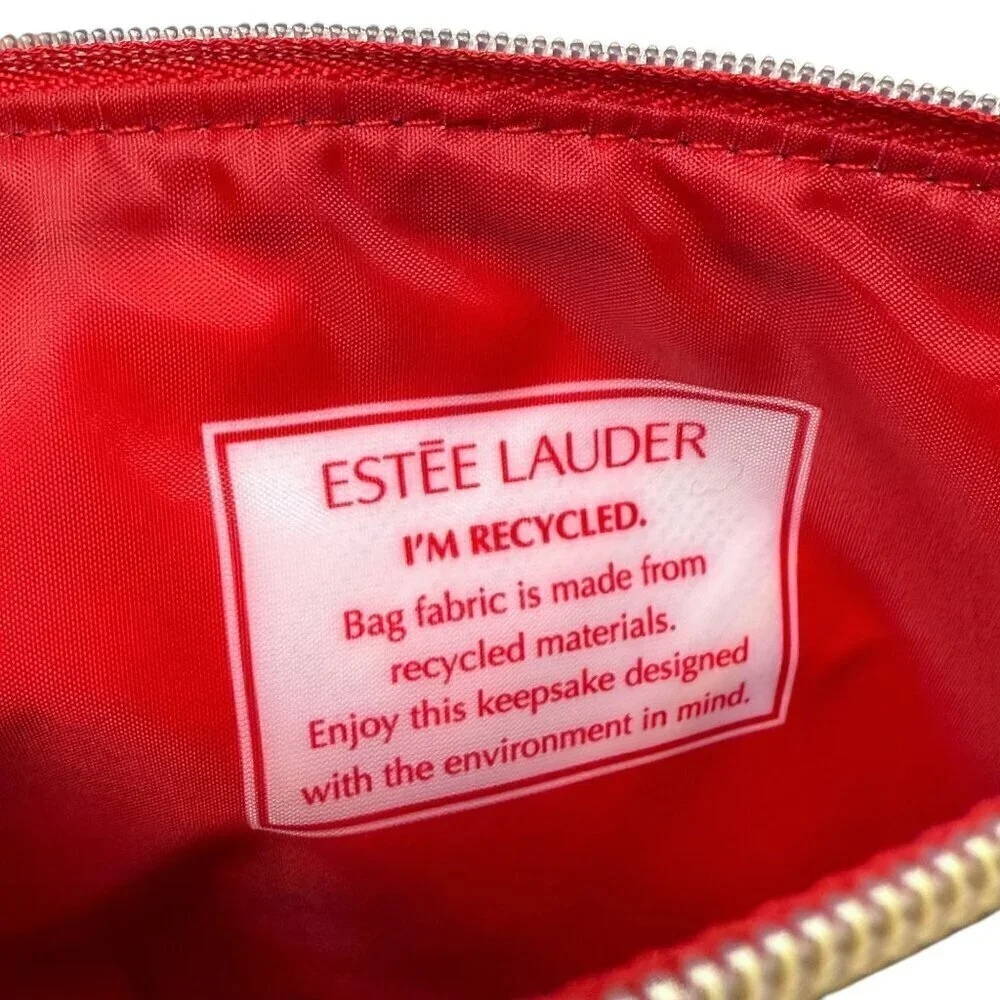 ESTEE LAUDER Preppy Plaid Cosmetic Bag Fabric Zip Pouch NWOT